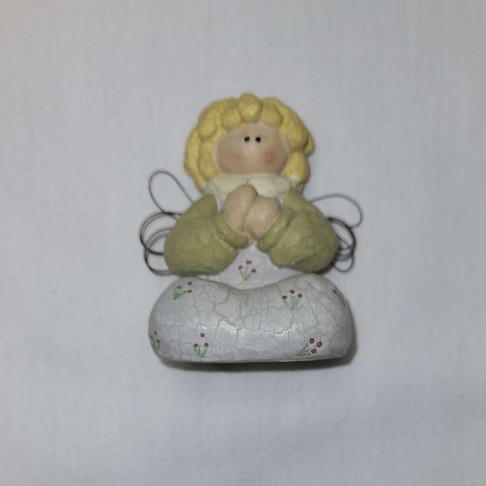 Angel Of Faith Angel Figurine with Green and White Floral Dress